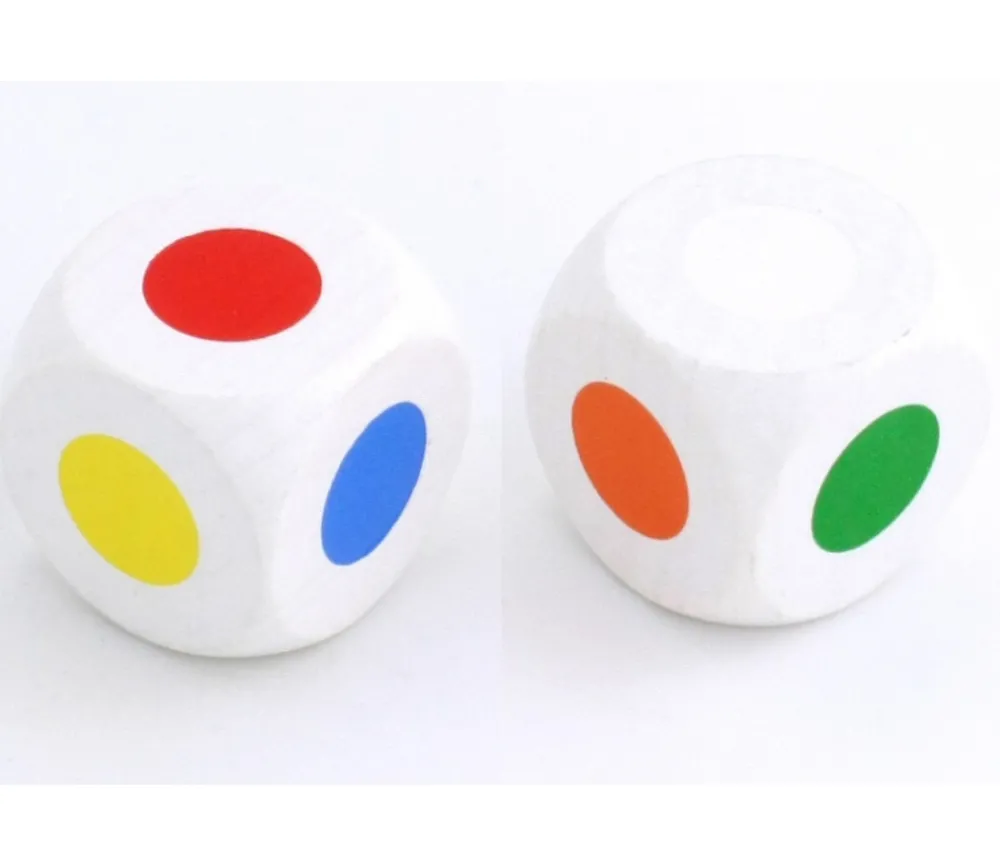 Tout Pour le Jeu Grand Dé bois 30 mm 6 points couleurs orange blanc rouge vert jaune bleu
