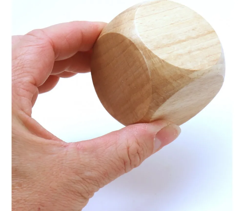 Tout Pour le Jeu Grand dé vierge 50 mm en bois verni naturel neutre 5 cm