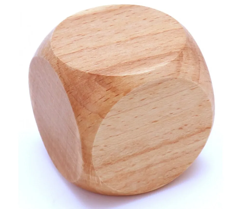 Tout Pour le Jeu Grand dé vierge 50 mm en bois verni naturel neutre 5 cm