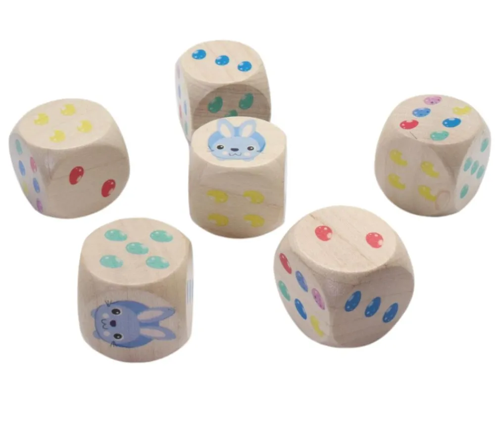 Tout Pour le Jeu Gros dé en bois Pâques lapin et oeufs 2.5 cm