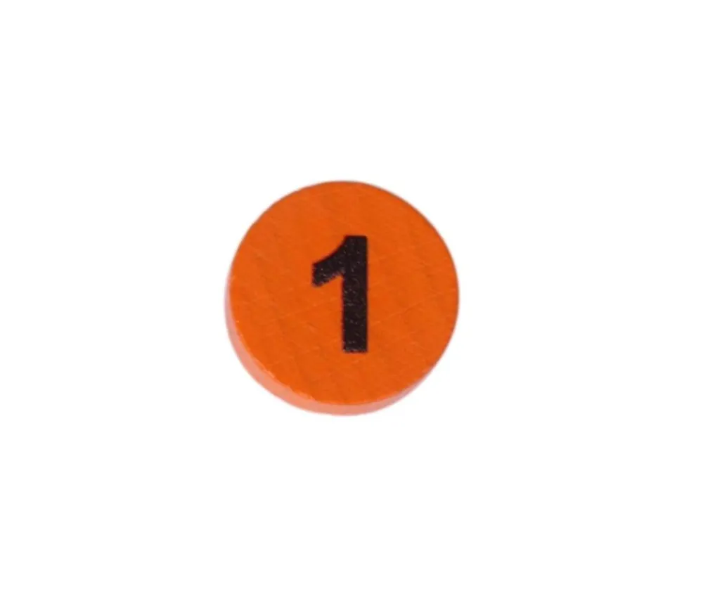 Tout Pour le Jeu Jeton bois numéro 1 rond plat de 15 x 4 mm orange