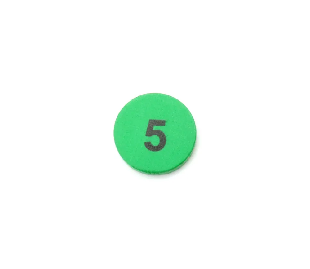 Tout Pour le Jeu Jeton bois numéro 5 rond plat de 21 x 4 mm vert