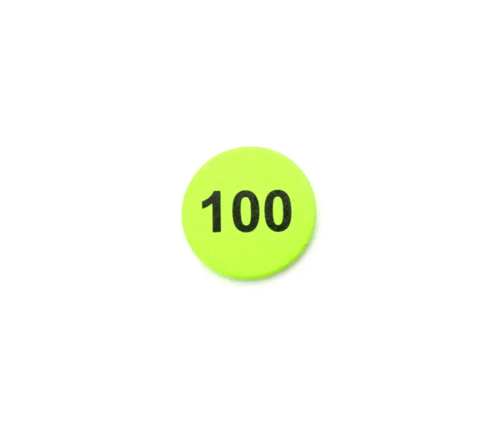 Tout Pour le Jeu Jeton bois numéro 100 rond plat de 25 x 4 mm vert clair