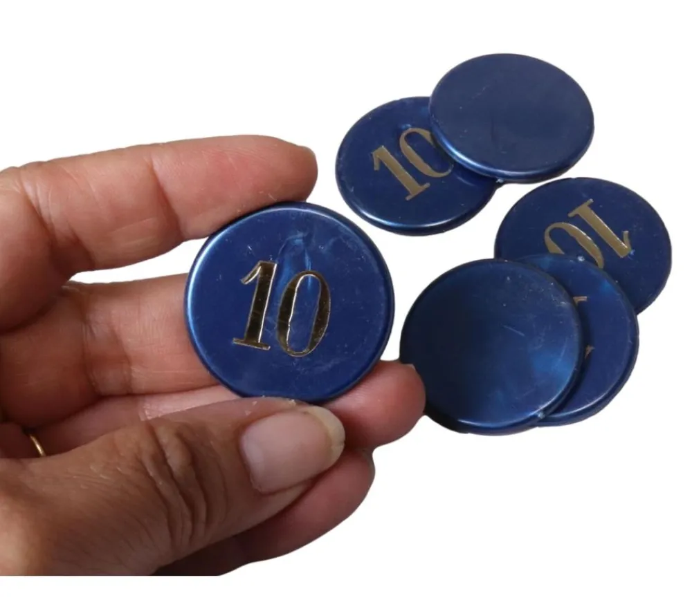 Tout Pour le Jeu Jeton numéroté bleu nacré 32 mm numéro 10