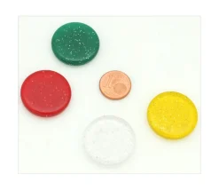 Tout Pour le Jeu Jeton pailleté épais 25 x 5 mm galet blanc transparent