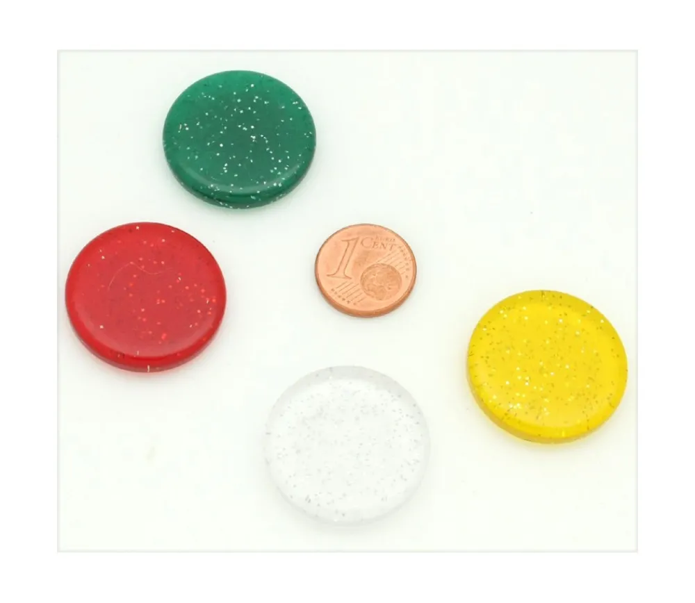 Tout Pour le Jeu Jeton pailleté épais 25 x 5 mm galet blanc transparent