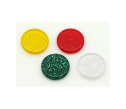 Tout Pour le Jeu Jeton pailleté épais 25 x 5 mm galet blanc transparent
