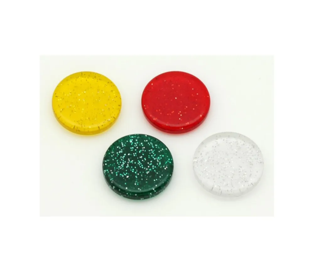 Tout Pour le Jeu Jeton pailleté épais 25 x 5 mm galet blanc transparent
