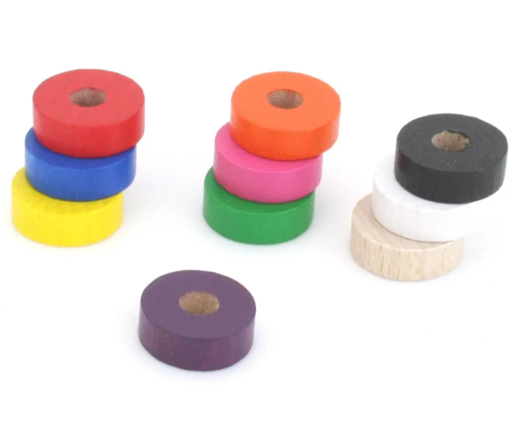 Tout Pour le Jeu Jeton troué bois 21 x 7 mm pour abaque et jeux pion à l'unité - trou 7 mm