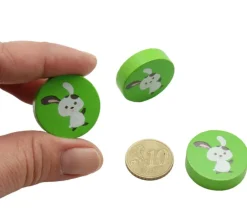 Tout Pour le Jeu Jeton vert lapin blanc en bois 2.5 cm