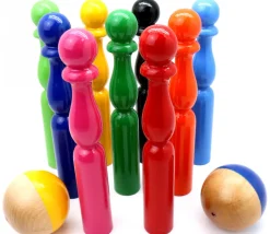 Enfant Tout Pour le Jeu Jeu 9 quilles bois multicolores 19 cm + 2 boules