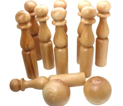 Enfant Tout Pour le Jeu Jeu 9 Quilles bois verni de 30 cm + 2 boules en bois