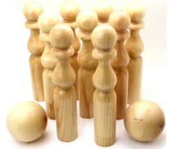 Enfant Tout Pour le Jeu Jeu 9 Quilles bois verni de 24 cm + 2 boules en bois