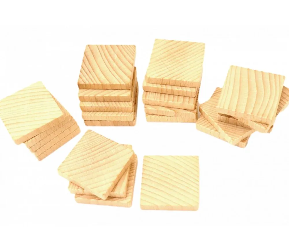 Tout Pour le Jeu Jeu 24 tuiles mémo en bois vierge à personnaliser 40x40x7 mm