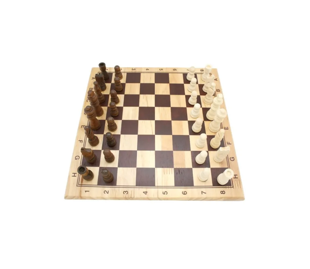 Tout Pour le Jeu Jeu d'échec en bois complet 29 cm : plateau bois épais + 32 Pièces bois