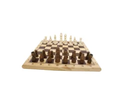 Tout Pour le Jeu Jeu d'échec en bois complet 29 cm : plateau bois épais + 32 Pièces bois