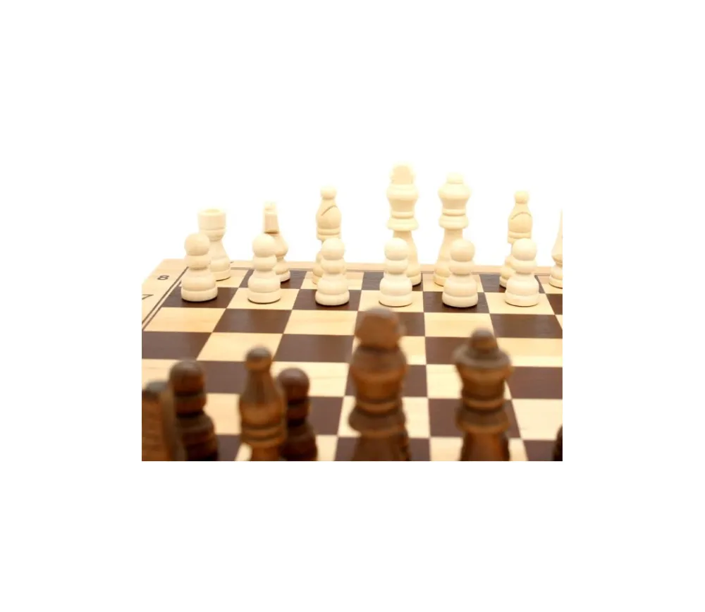 Tout Pour le Jeu Jeu d'échec en bois complet 29 cm : plateau bois épais + 32 Pièces bois