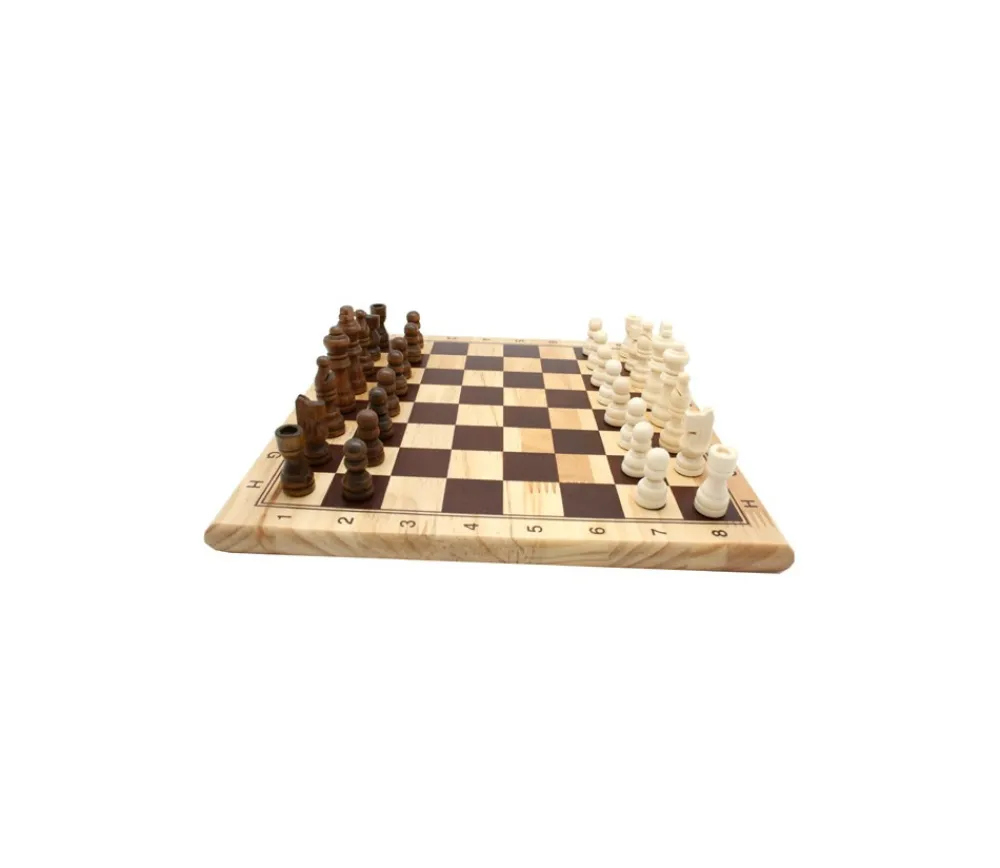 Tout Pour le Jeu Jeu d'échec en bois complet 29 cm : plateau bois épais + 32 Pièces bois