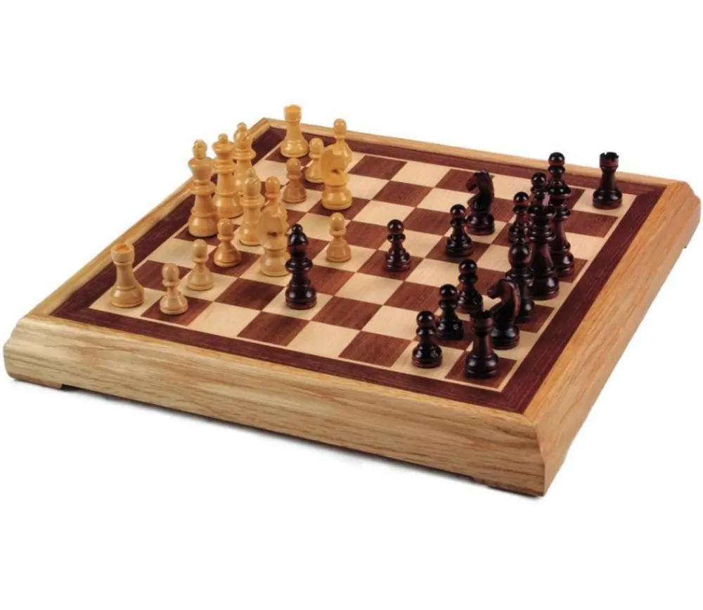 Tout Pour le Jeu Jeu d'échecs bois marqueté 40 cm et pions taille 4