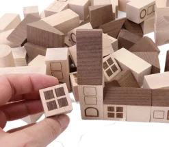Enfant Tout Pour le Jeu Jeu de construction Ville nature - 70 blocs en bois naturel