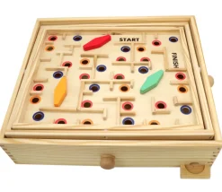 Tout Pour le Jeu Jeu Labyrinthe à billes avec obstacles en bois 35 x 31 cm