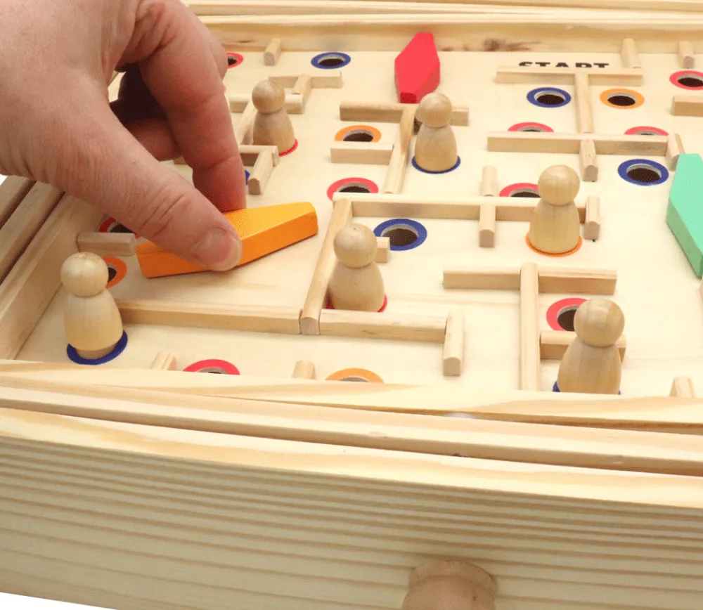 Tout Pour le Jeu Jeu Labyrinthe à billes avec obstacles en bois 35 x 31 cm