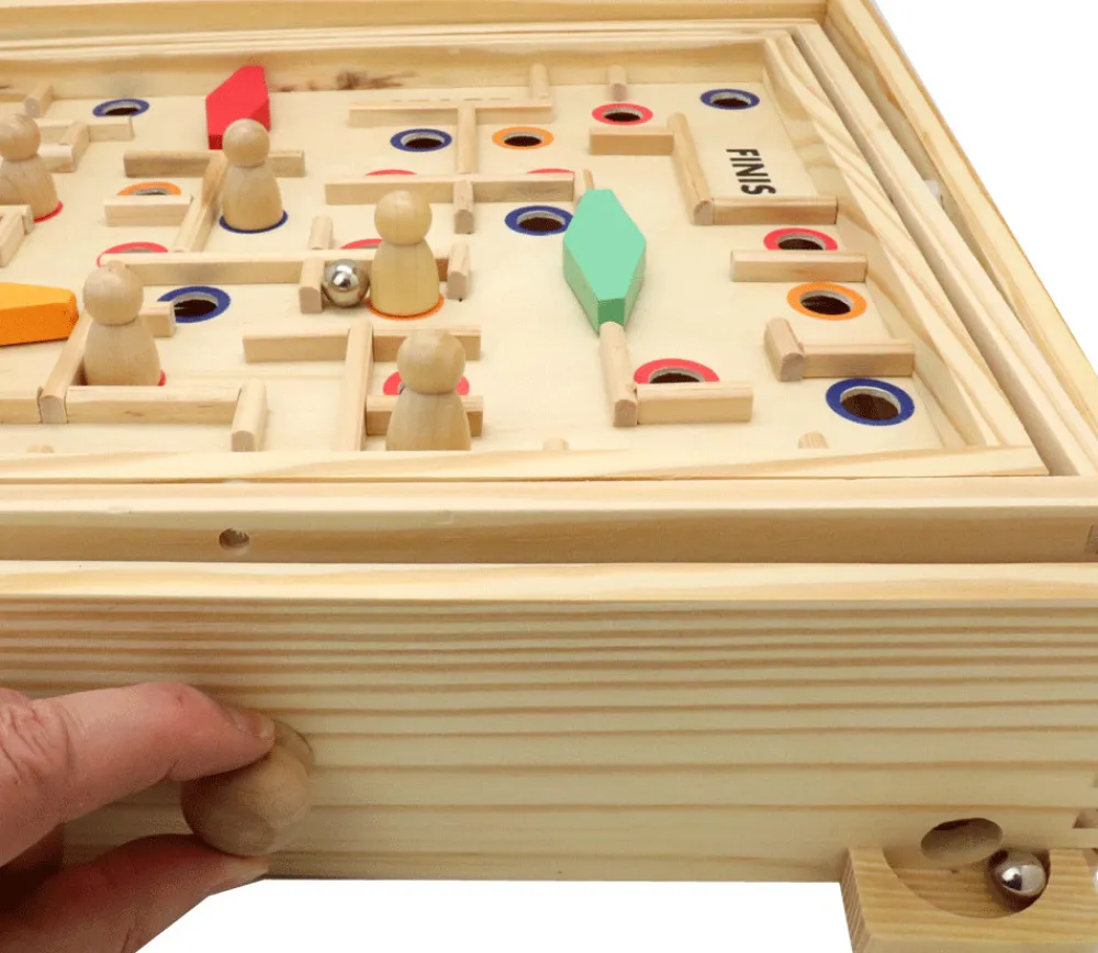 Tout Pour le Jeu Jeu Labyrinthe à billes avec obstacles en bois 35 x 31 cm