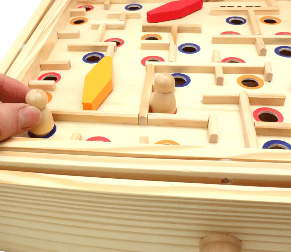 Tout Pour le Jeu Jeu Labyrinthe à billes avec obstacles en bois 35 x 31 cm