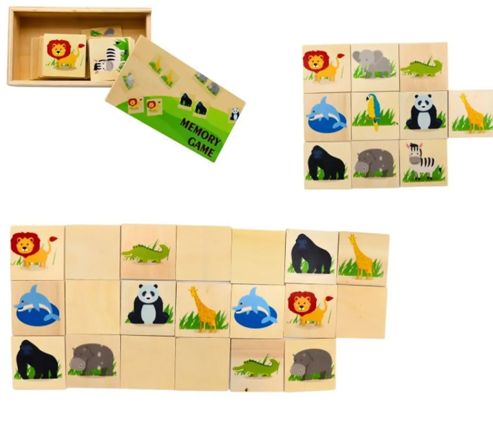 Tout Pour le Jeu Jeu mémo en bois animaux sauvages