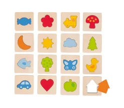 Tout Pour le Jeu Jeu silhouette en bois formes et objets mémo tactile 32 pièces
