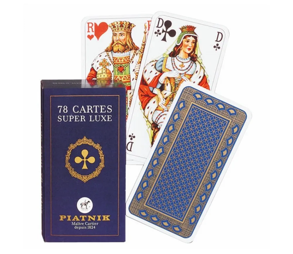 Tout Pour le Jeu Jeu tarot luxe 78 cartes à jouer dos bleu et or Piatnik