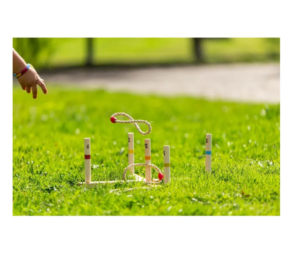 Enfant Tout Pour le Jeu Jeux adresse Cible de lancer bois avec anneaux naturel