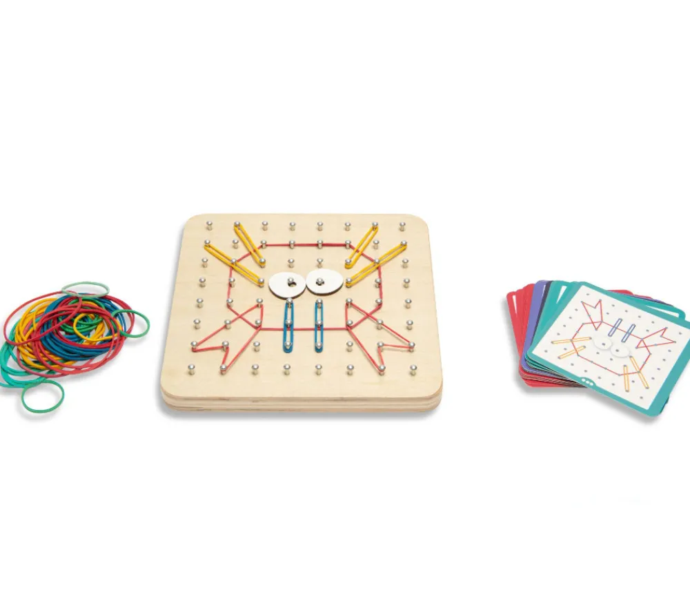 Tout Pour le Jeu Kit géoboard en bois avec fiches