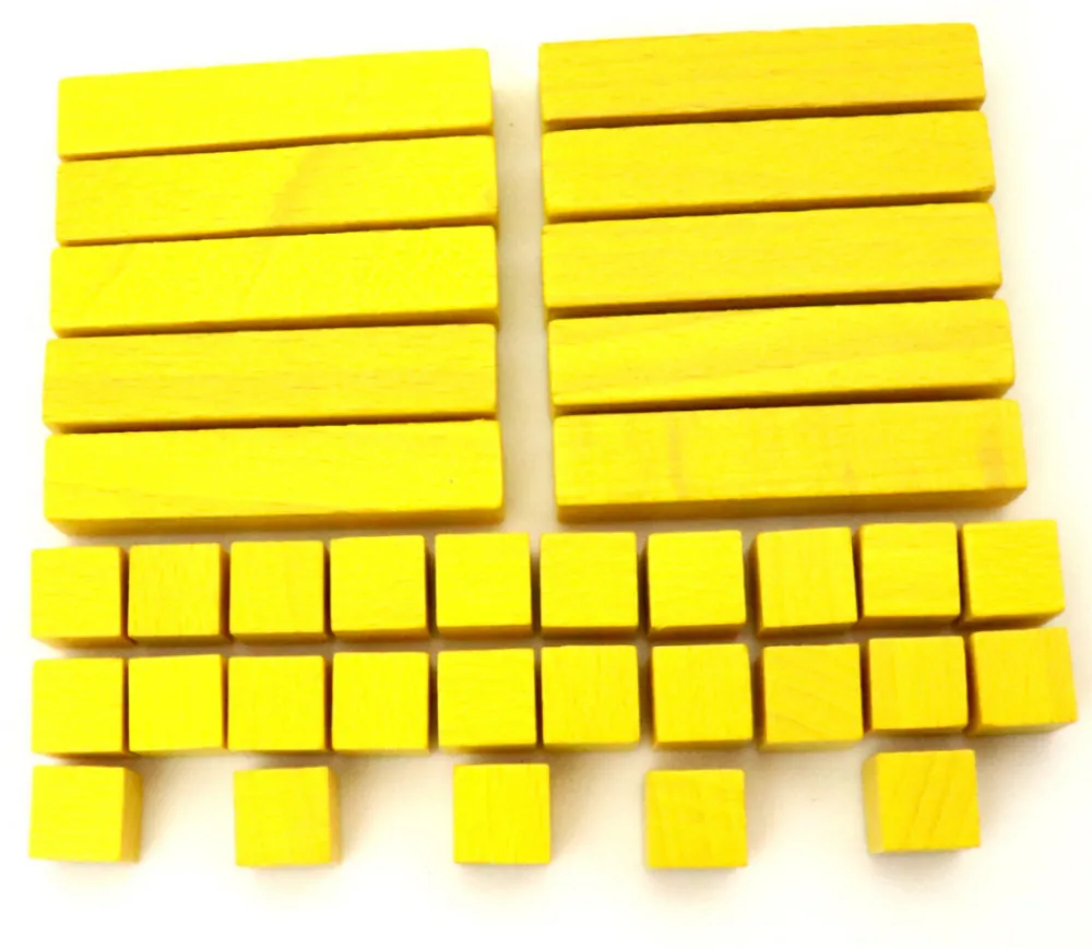 Tout Pour le Jeu Kit Math 25 cubes bois 10x10x10 mm et 10 baguettes 10x10x50 mm