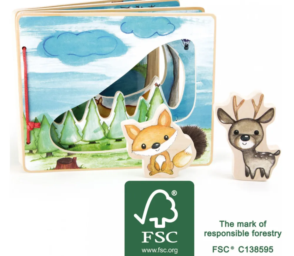 Tout Pour le Jeu Livre en bois images de la forêt avec renard et cerf pour histoire