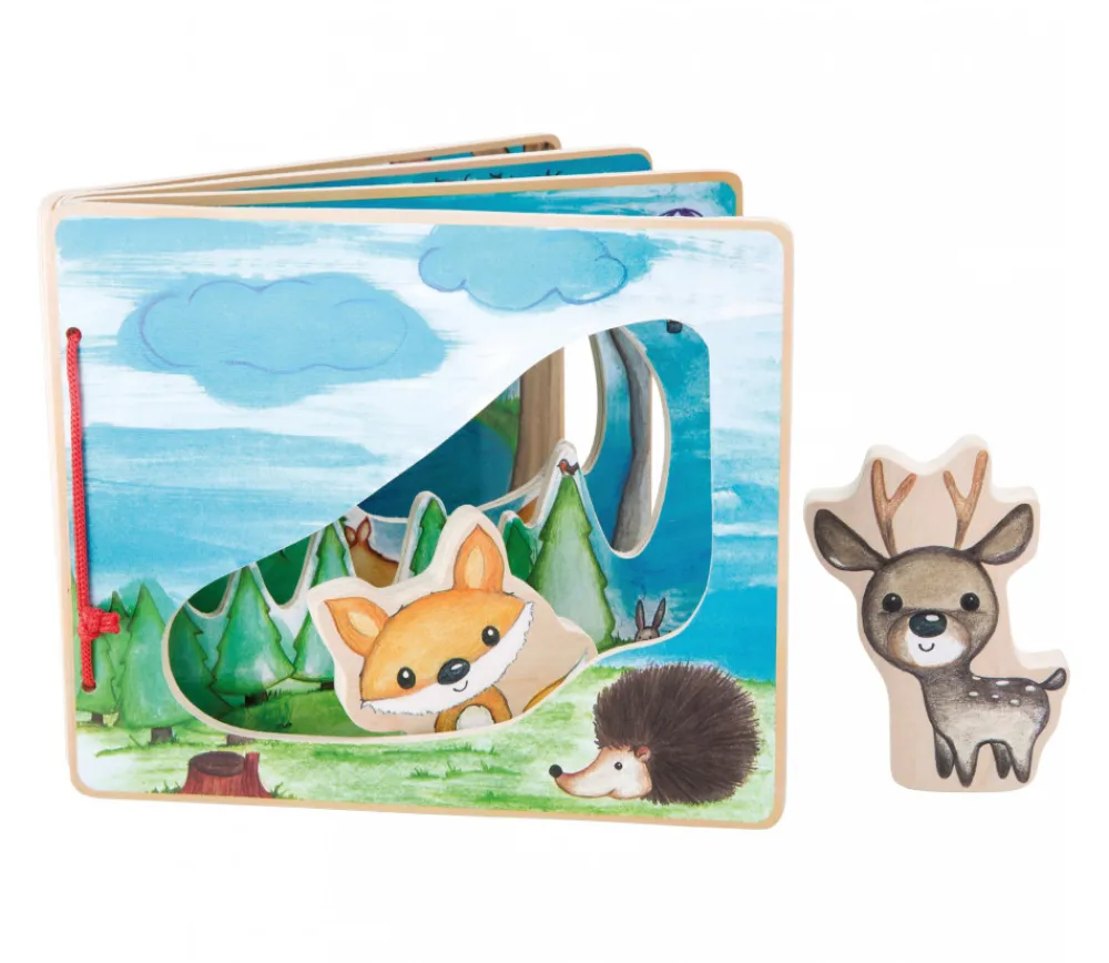 Tout Pour le Jeu Livre en bois images de la forêt avec renard et cerf pour histoire