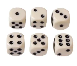 Tout Pour le Jeu Lot 6 Dés à jouer 16 mm ivoire points de 1 à 6 fin de série