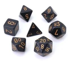 Tout Pour le Jeu Lot 7 dés multi-faces noirs chiffres dorés