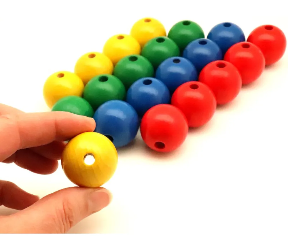Tout Pour le Jeu Lot 20 Grosses perles boules colorées en bois diamètre 30 mm trou 6 mm