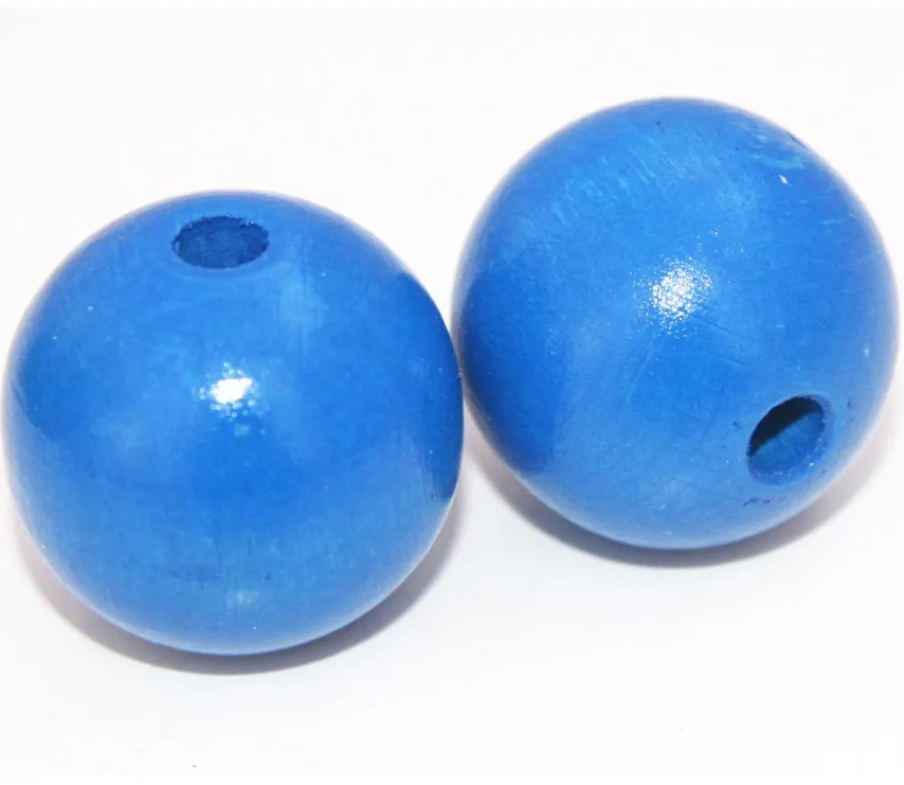 Tout Pour le Jeu Lot 20 Grosses perles boules colorées en bois diamètre 30 mm trou 6 mm