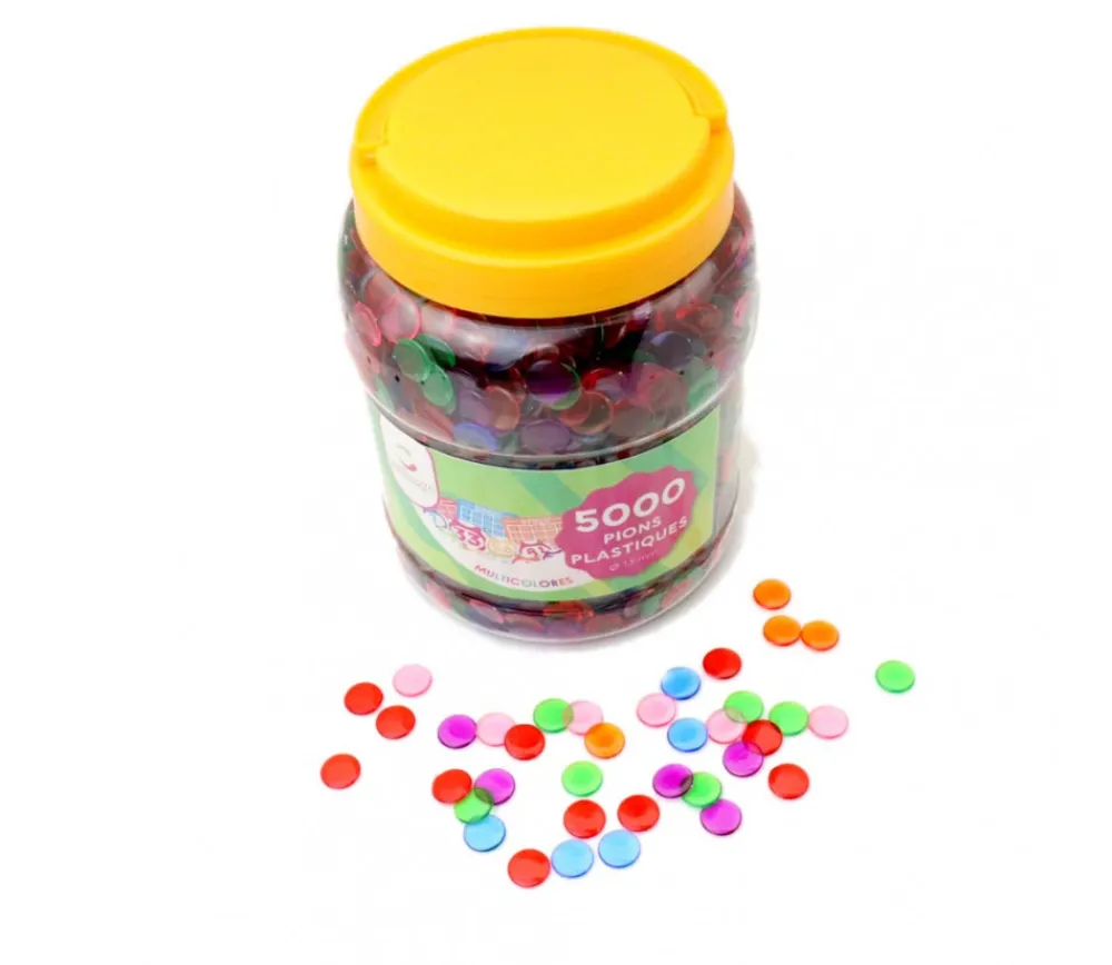 Tout Pour le Jeu Lot 5000 Jetons 15 mm transparents colorés pour loto ou bingo