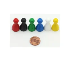 Tout Pour le Jeu Lot 6 Pions en bois Small 24 x 12 mm pour jeu multicolores