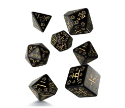 Tout Pour le Jeu Lot de 7 dés japonais multifaces Deep Night Firely noir et or