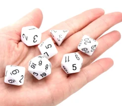 Tout Pour le Jeu Lot de 7 dés multi-faces opaques blancs