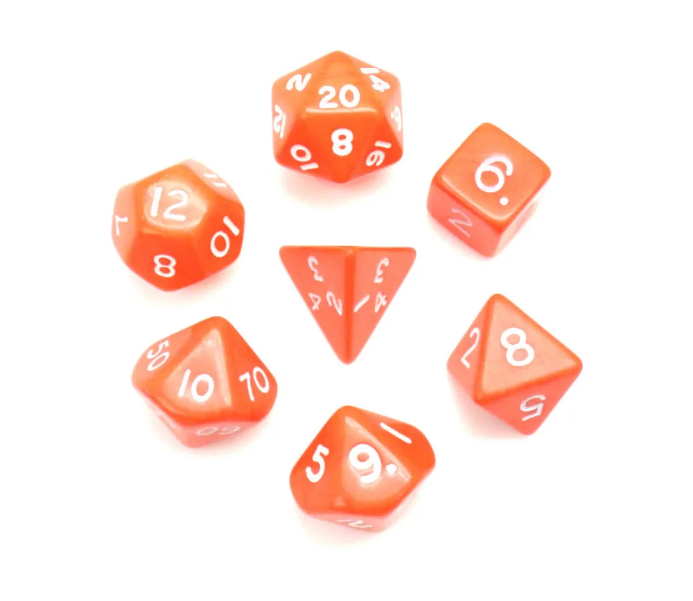 Tout Pour le Jeu Lot de 7 dés multi-faces opaques ORANGE