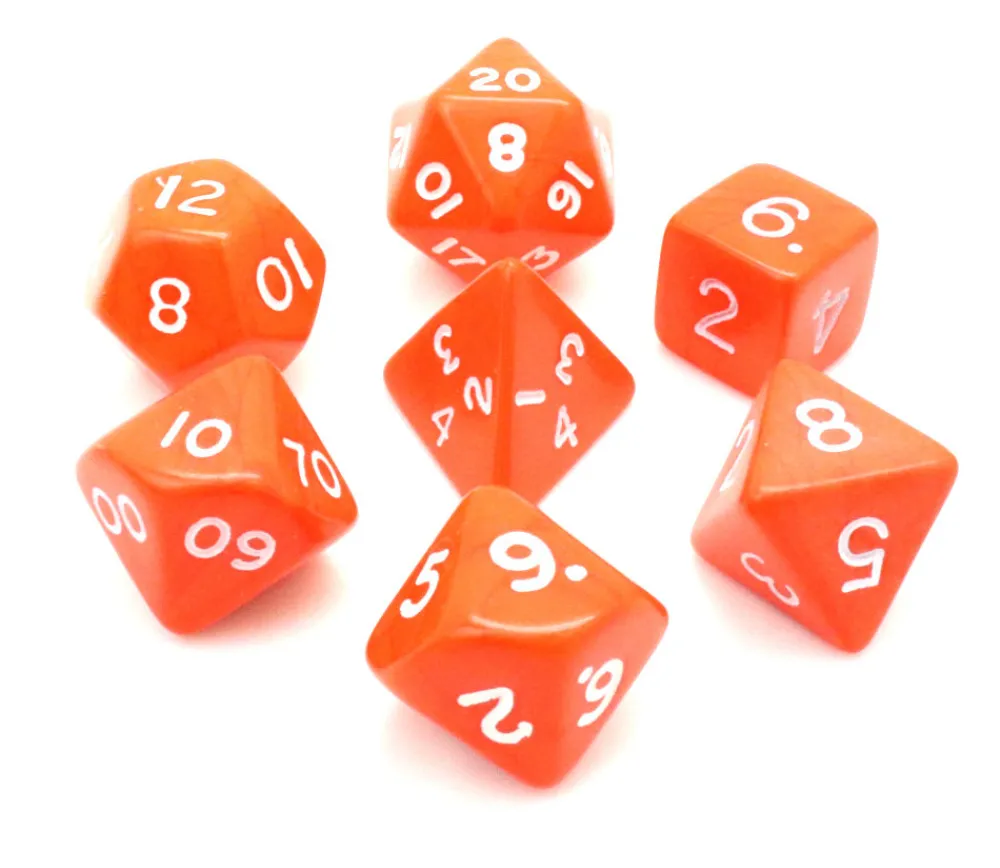 Tout Pour le Jeu Lot de 7 dés multi-faces opaques ORANGE