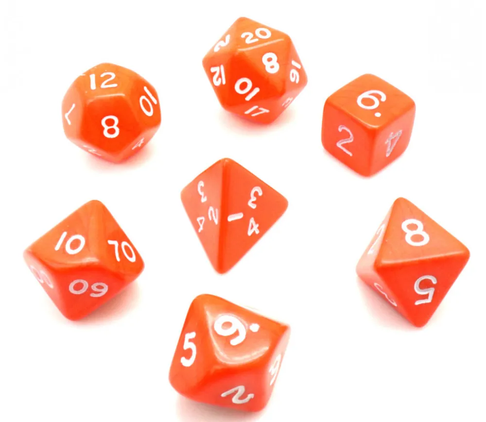 Tout Pour le Jeu Lot de 7 dés multi-faces opaques ORANGE