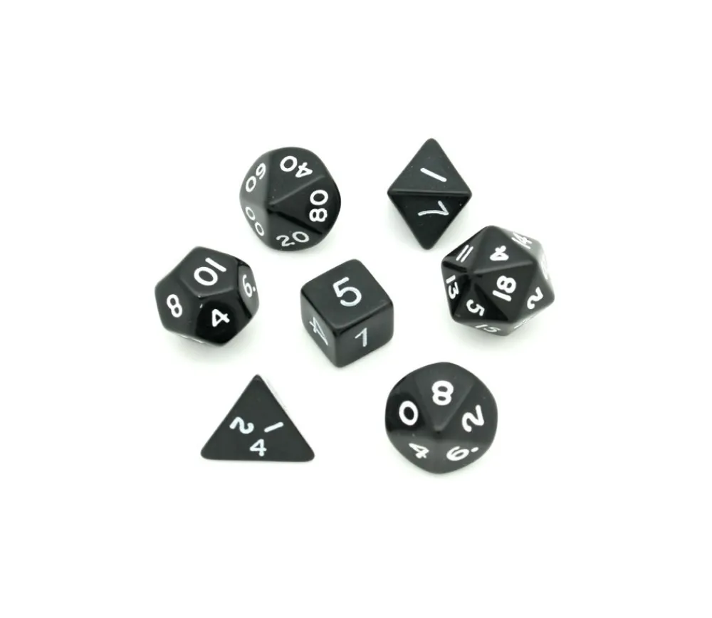 Tout Pour le Jeu Lot de 7 dés multi-faces opaques NOIR