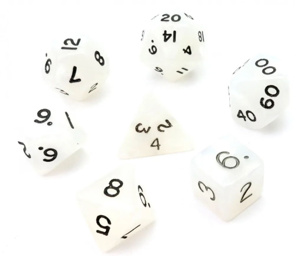 Tout Pour le Jeu Lot de 7 dés nacrés BLANC multi-faces