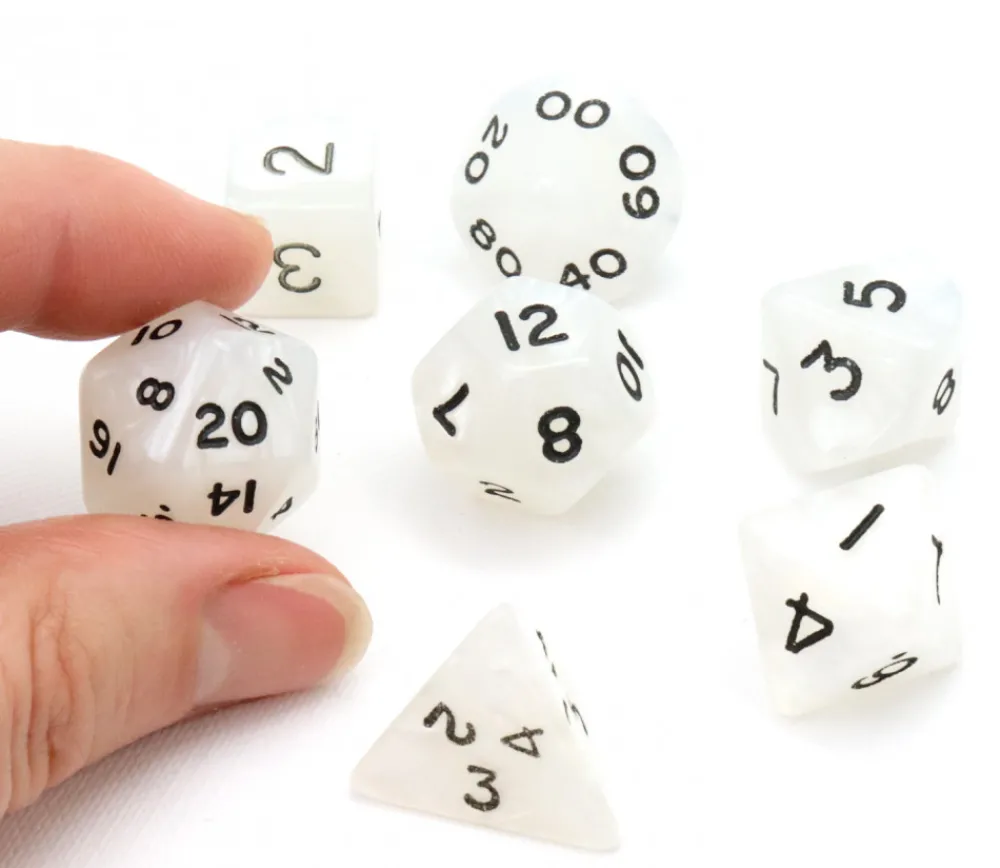 Tout Pour le Jeu Lot de 7 dés nacrés BLANC multi-faces